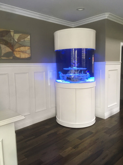 90 Gallon 3/4 Cylinder Glass Reef-Ready Aquarium Set in Tulum White by AQUA VIM