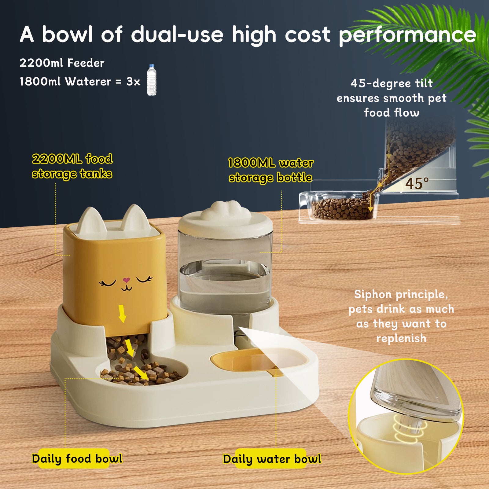Cute Pet Feeding And Drinking Station, With Dry And Wet Separation by VetsPetStore