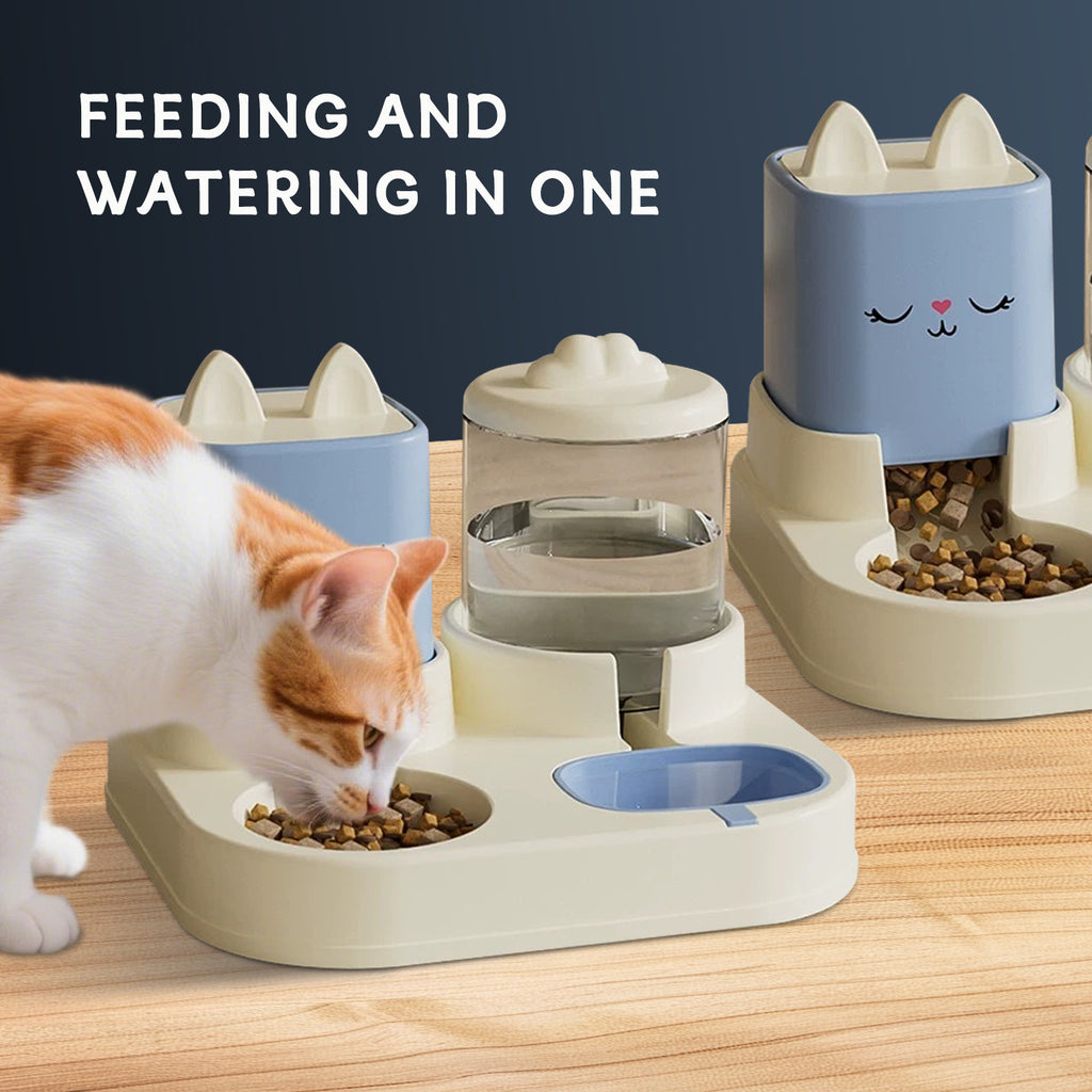 Cute Pet Feeding And Drinking Station, With Dry And Wet Separation by VetsPetStore