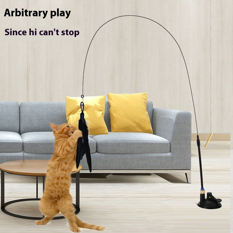 Cat Teaser With Bell Long Brush Holder Suction Cup by VetsPetStore