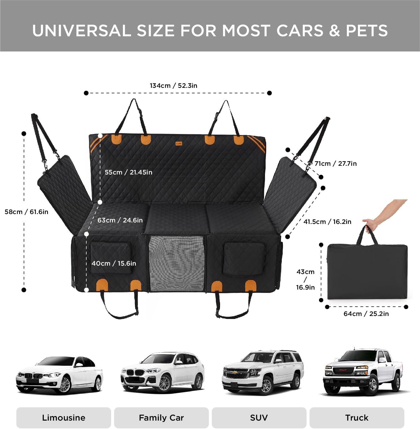 Car Back Seat Cover Can Bear 400 Pounds Waterproof And Non-slip by VetsPetStore