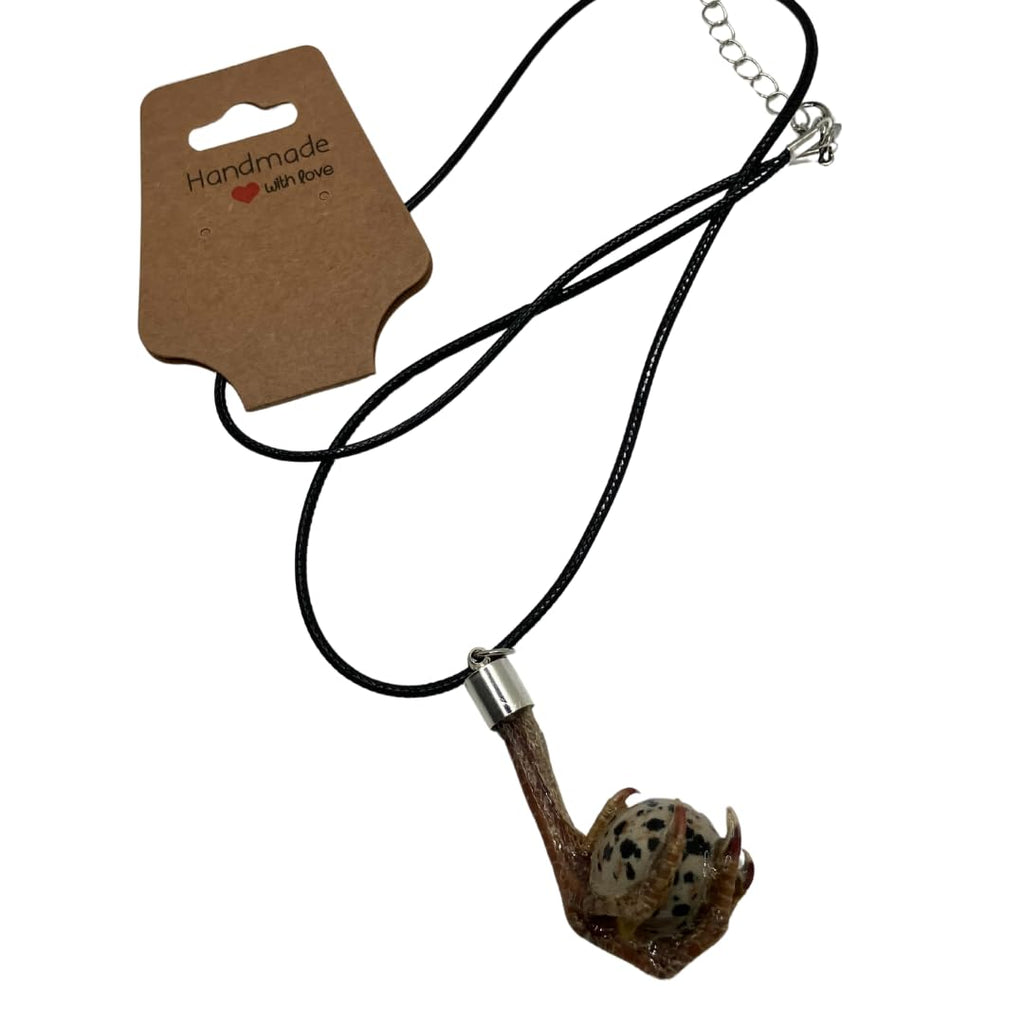 Quail Foot Necklace with Stone Resembling Quail Egg by Quailz.com by Undique LLC