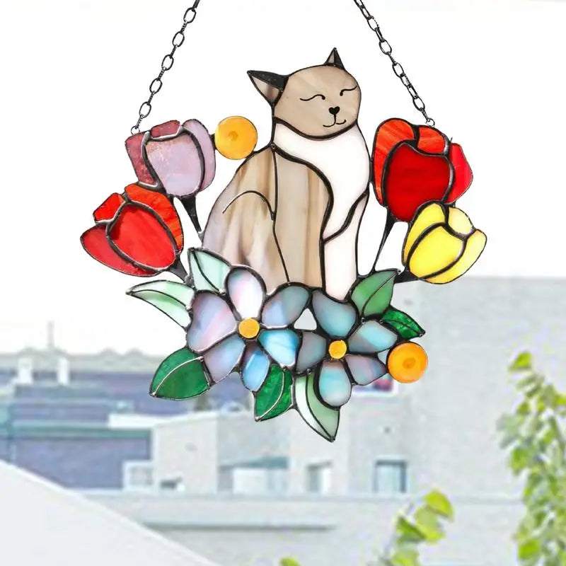 Hanging Cat On Flowers For Patio Decor by Love My Pet