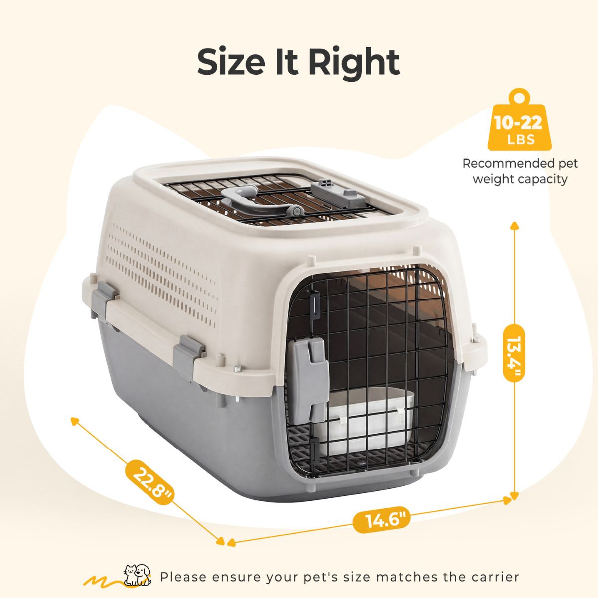 Hard-Sided Dog And Cat Carrier, TSA Airline Approved, For Small To Medium Pets by VetsPetStore