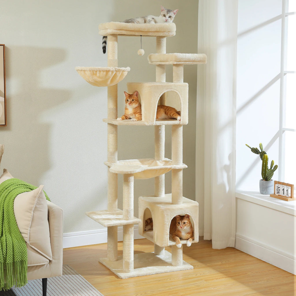 Tall Cat Tree, Multi-Level Tower with Super Large Hammock by Love My Pet