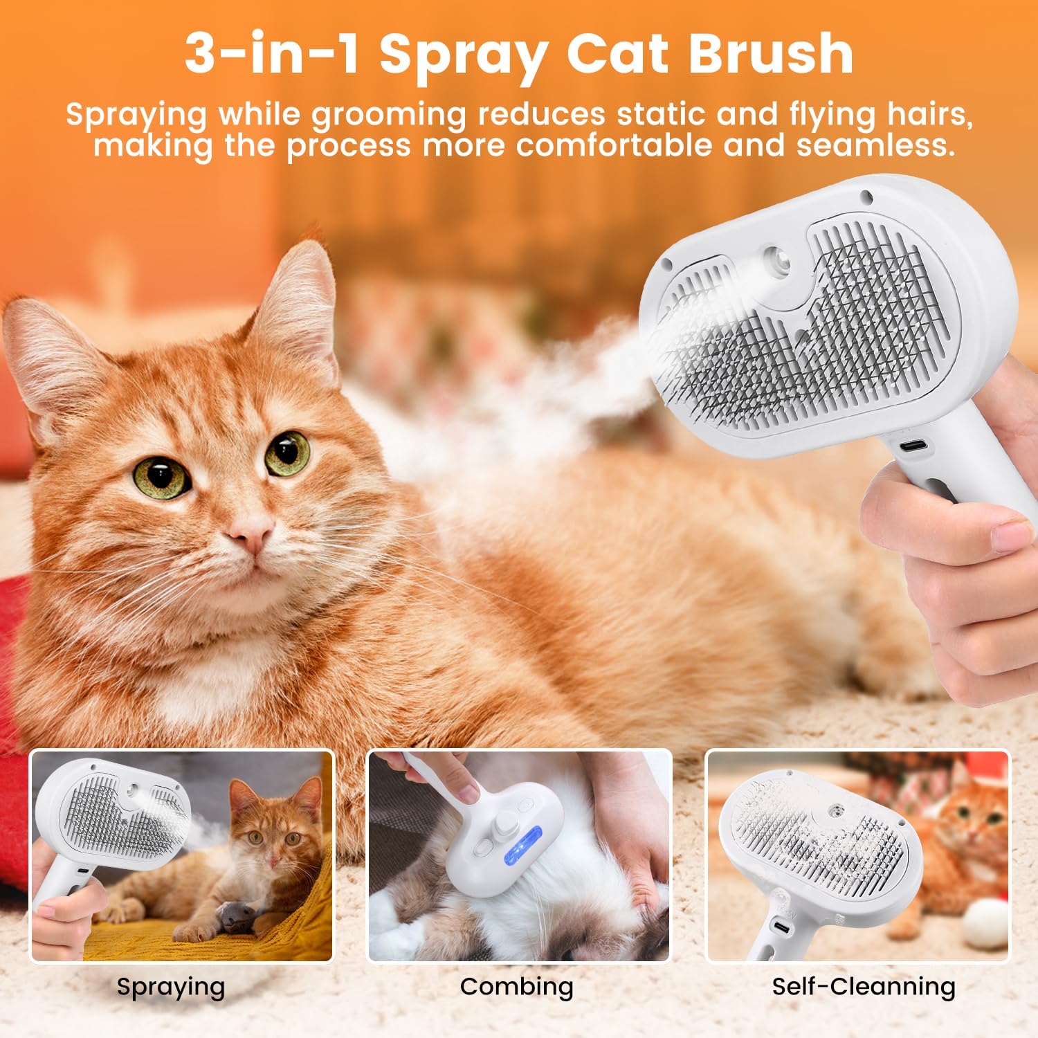 3 In 1 Cat Steam Brush by Amazing Pet Bargains