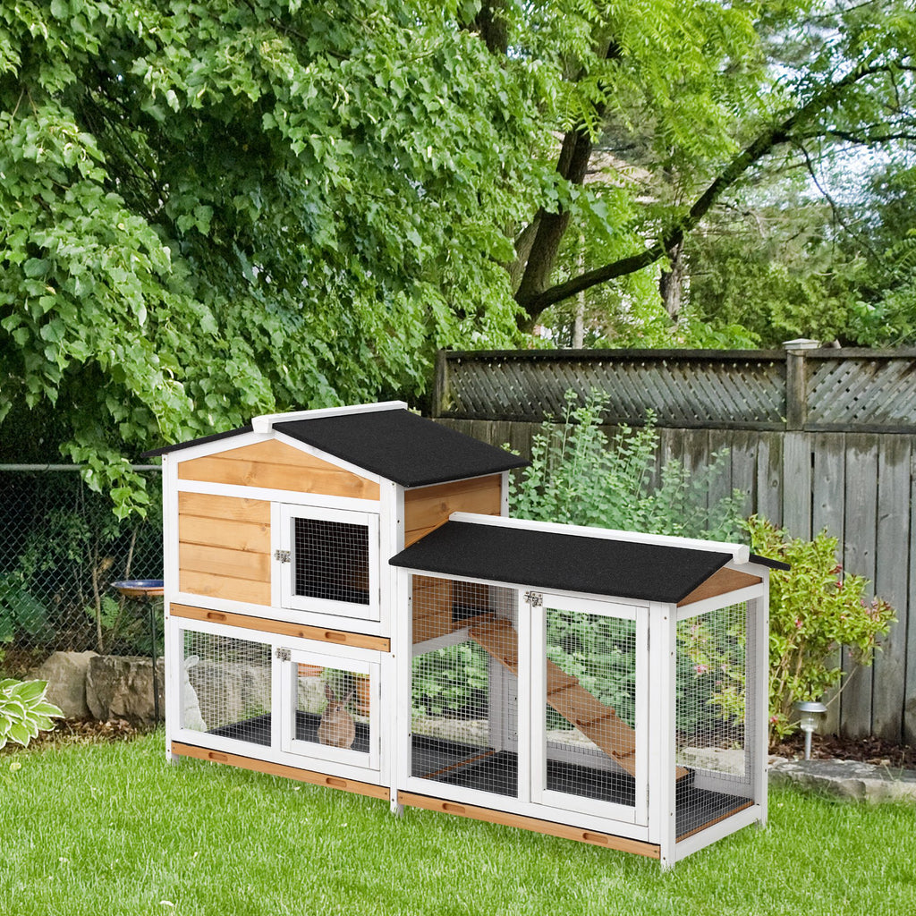2 Story Rabbit Hut Wooden With Ramp by Love My Pet