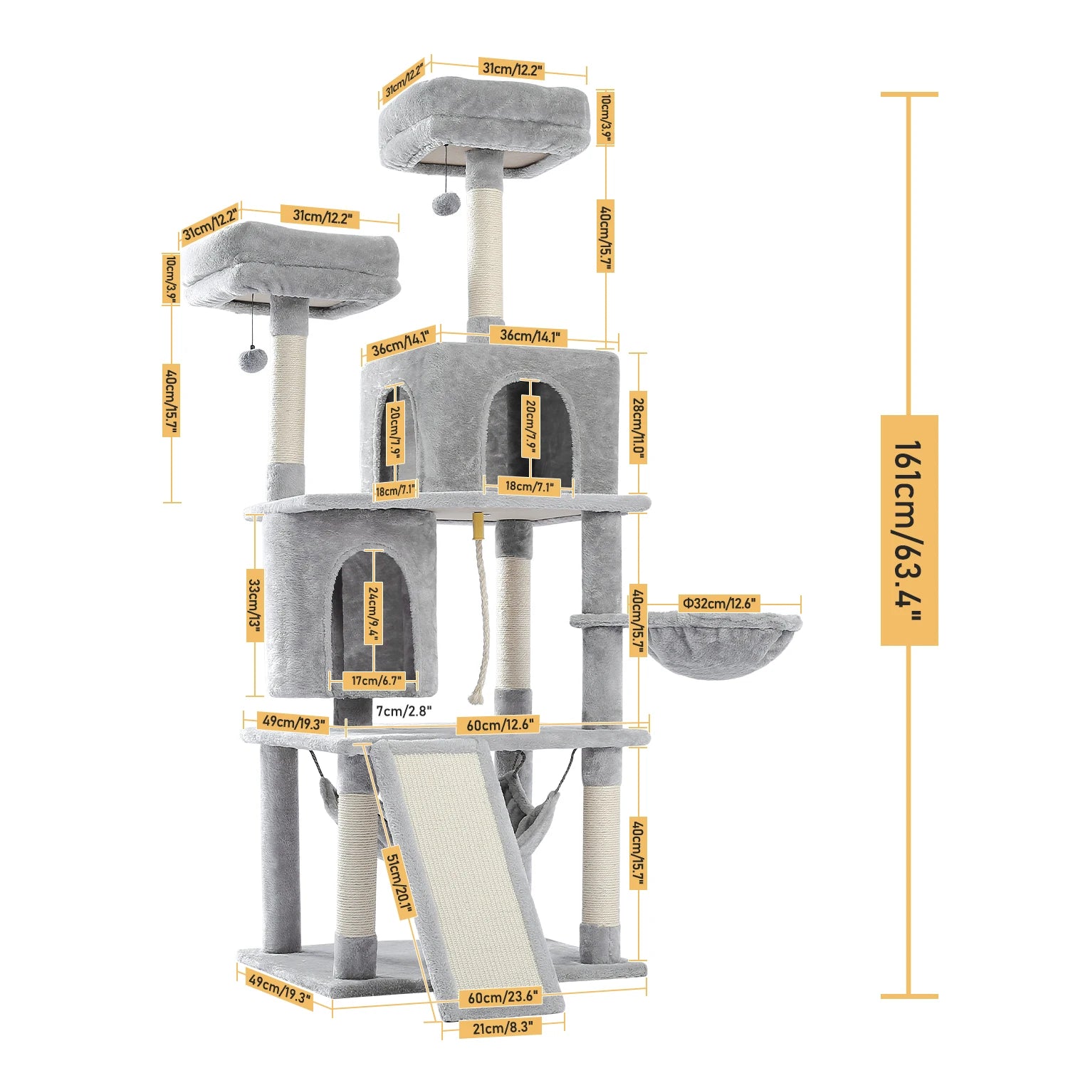 Cat Tree House with Hanging Ball Cat Condos by Love My Pet