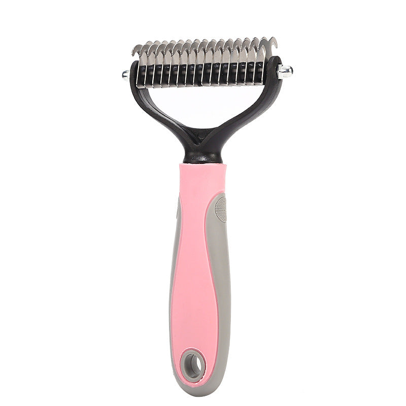 Stainless Double-sided Pet Brush Hair Removal Comb Grooming Dematting Dog Grooming Shedding Tools by VetsPetStore