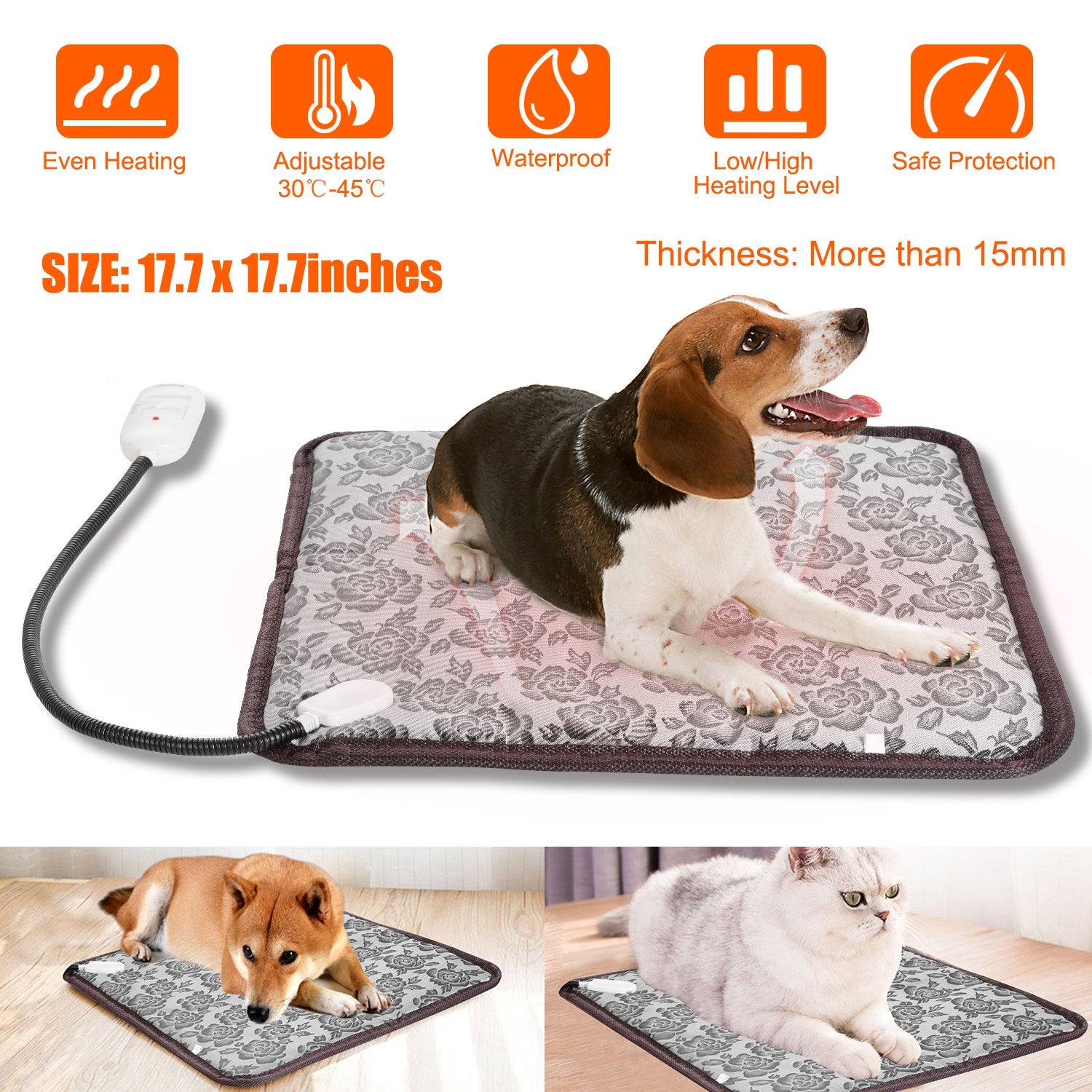 1Pc Electric Waterproof Adjustable Warming Blanket With Chew Resistant Steel Cord Case by VetsPetStore