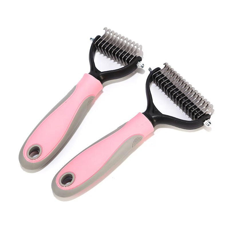 Stainless Double-sided Pet Brush Hair Removal Comb Grooming Dematting Dog Grooming Shedding Tools by VetsPetStore