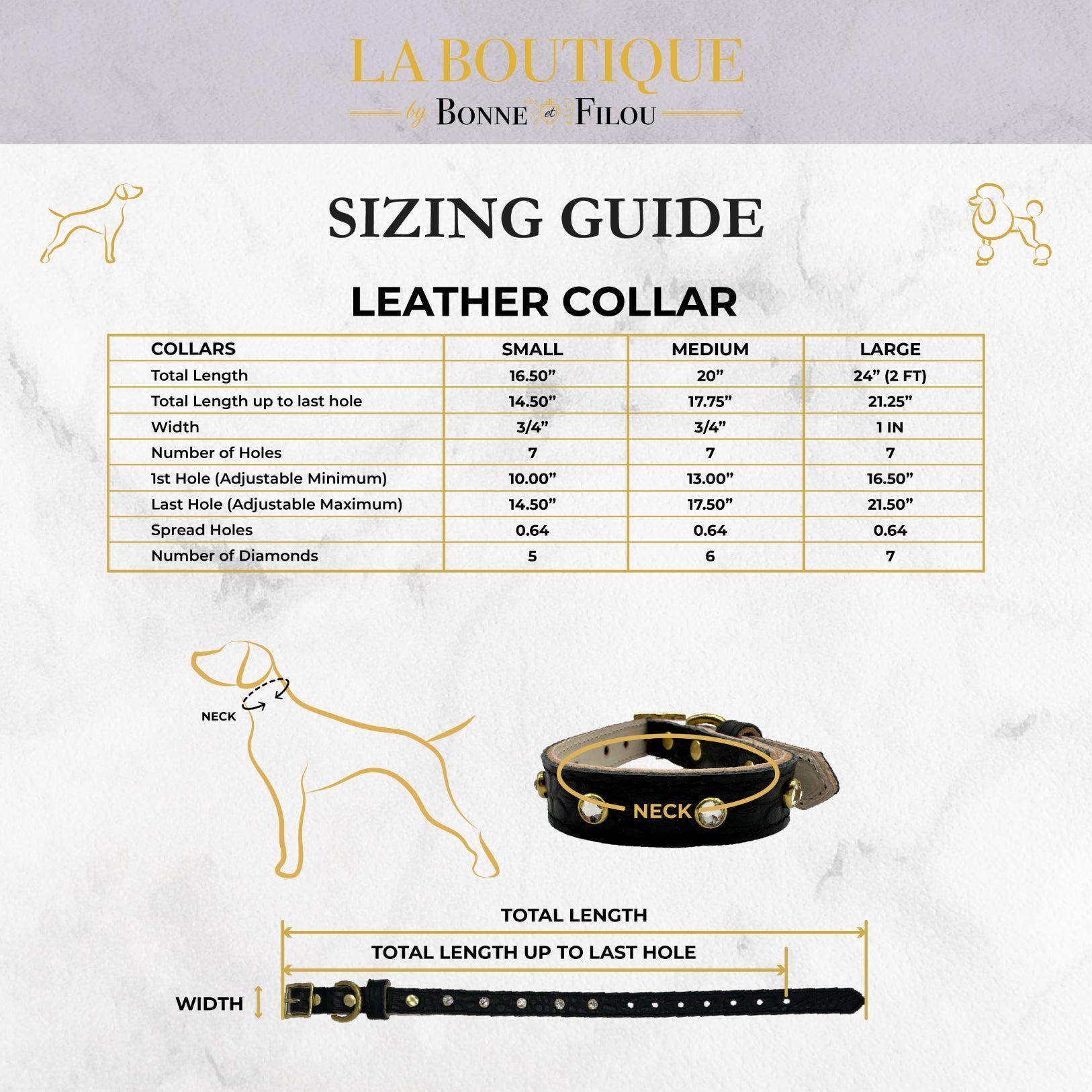 Plain Leather Dog Collar by Bonne et Filou