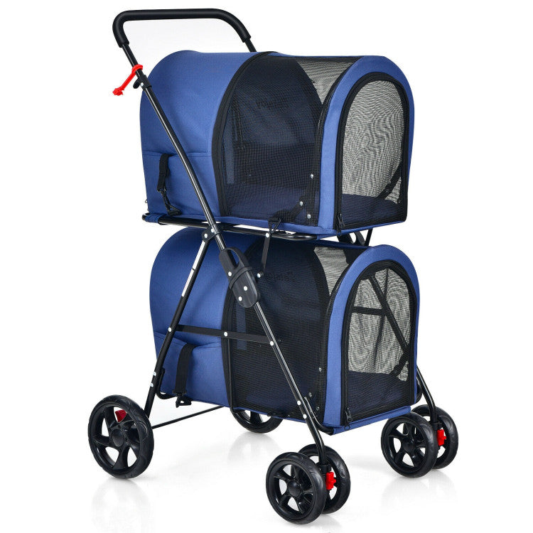 4-in-1 Double Pet Stroller with Detachable Carrier and Travel Carriage by Furr Baby Gifts