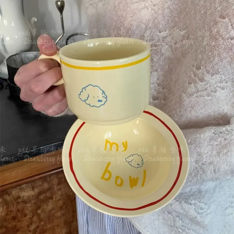 Cream Colored Cute Ceramic Plate Pet Tableware by Love My Pet