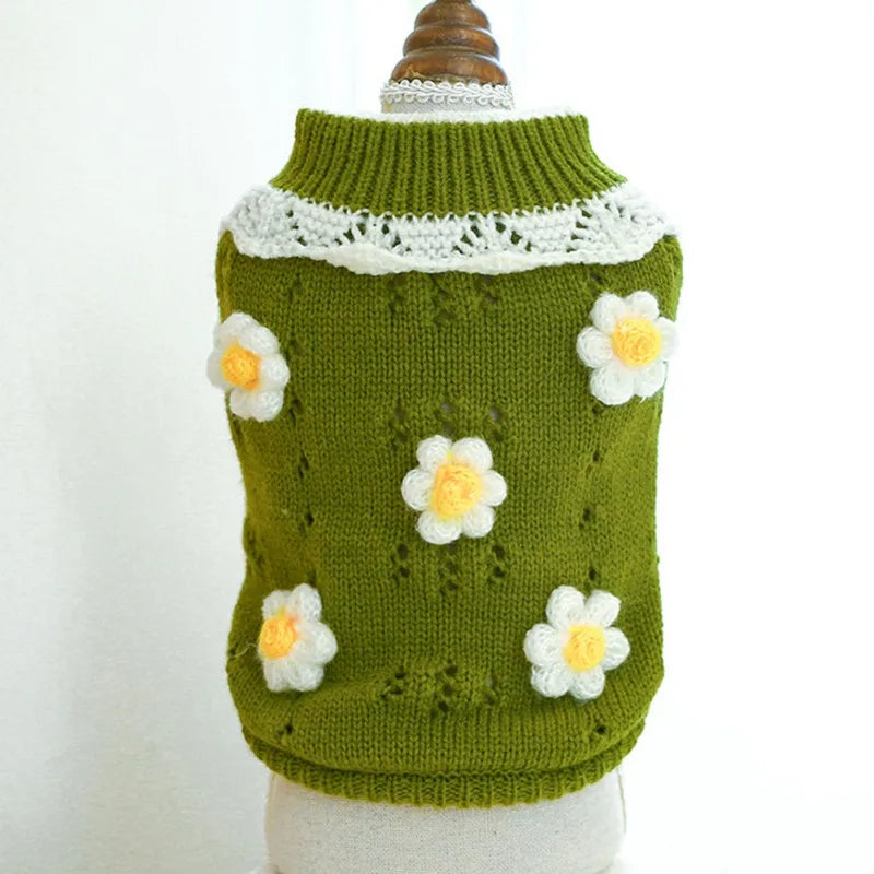 Pet Warm Sweater With Flowers