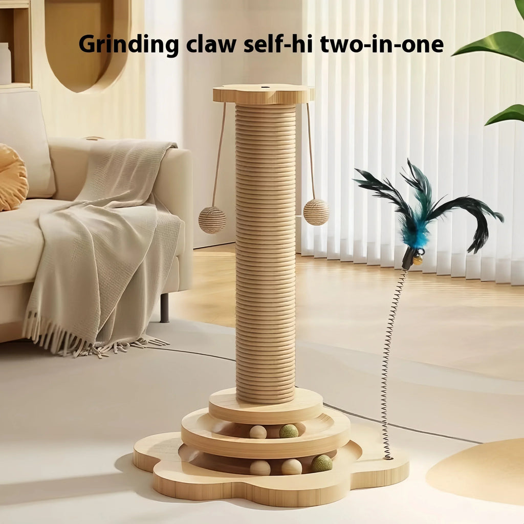 Solid Wood Cat Turntable Sisal Scratching Board by Love My Pet