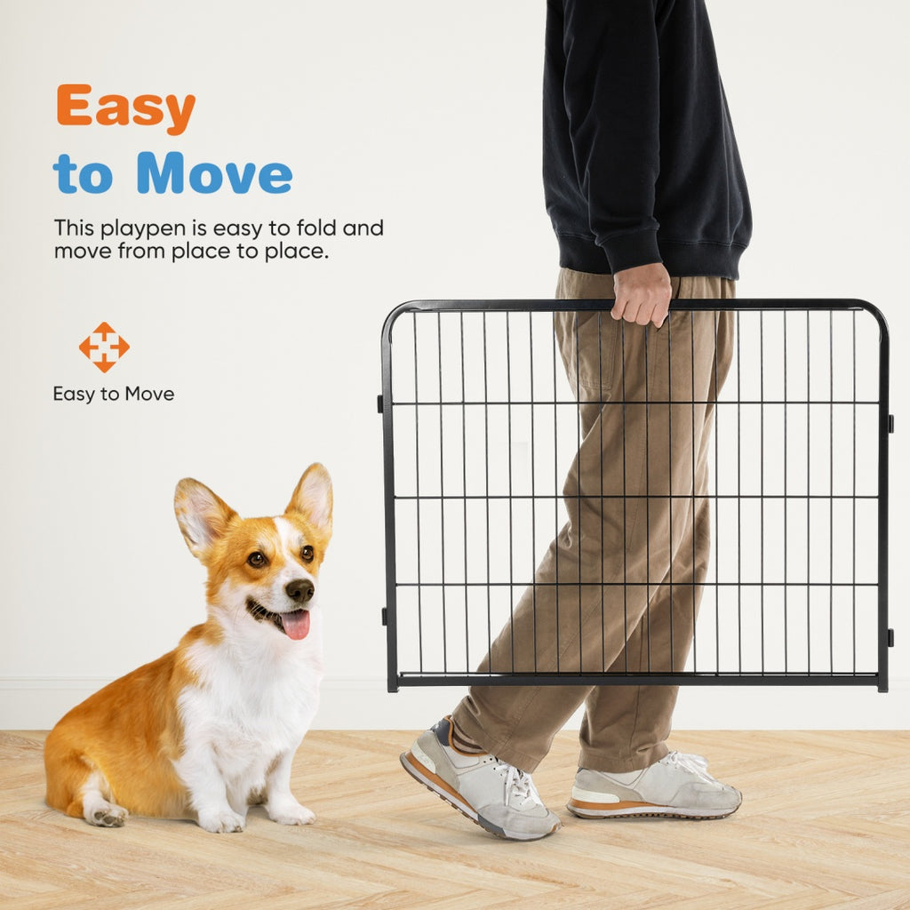 Dog Playpen Indoor Fence Height Metal Exercise Pen With Door Small Puppy-Medium-Large Dogs Animal Pet For Outdoor, Garden, Yard by VetsPetStore