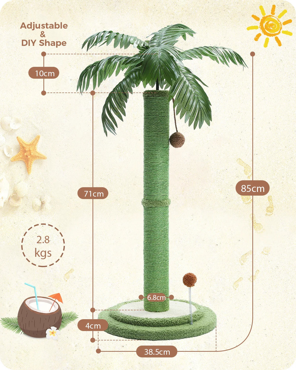 Cat Scratching Post with Interactive Balls Palm Tree by Love My Pet