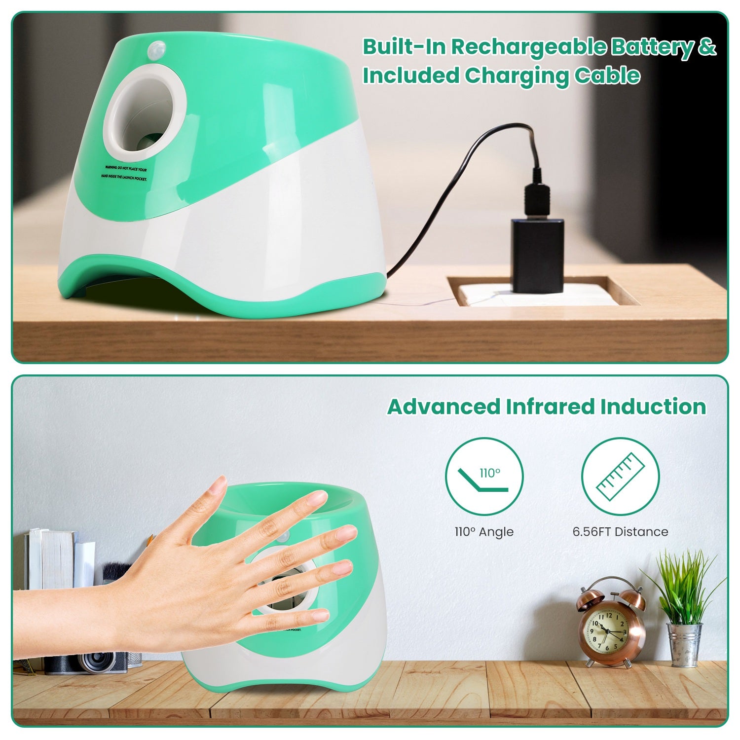 1Pc Automatic Dog Ball Launcher Included 6 Tennis Balls With 3 Adjustable Launch Distance by VetsPetStore