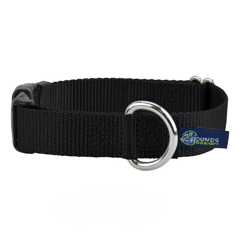 5/8″ and 1″ Black Nylon Dog Collar by 2 Hounds Design
