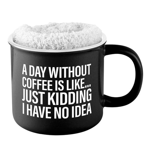 A Day Without Coffee is Like...Mug & Sock Gift Set in Black and White by The Bullish Store