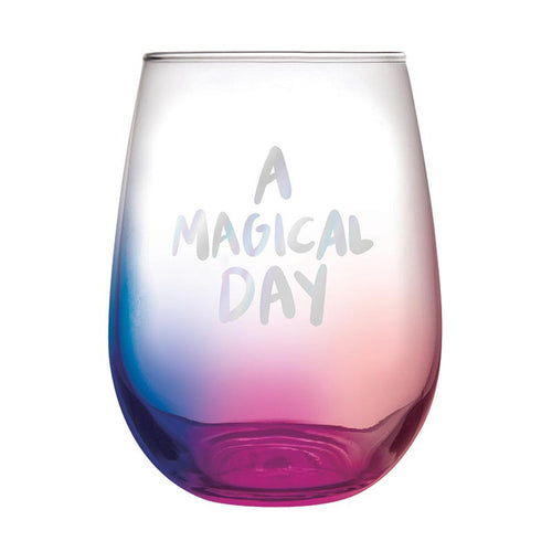 A Magical Day Stemless Wine Glass in Tinted Multicolored | 20oz by The Bullish Store