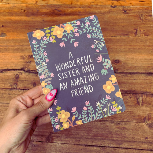 A Wonderful Sister and An Amazing Friend Double-Sided Journal by The Bullish Store