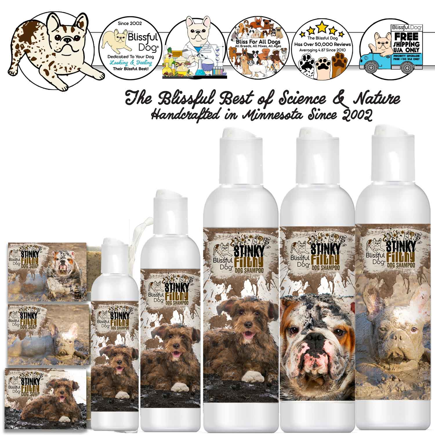 Stinky Filthy Dog Shampoo & Soap by The Blissful Dog