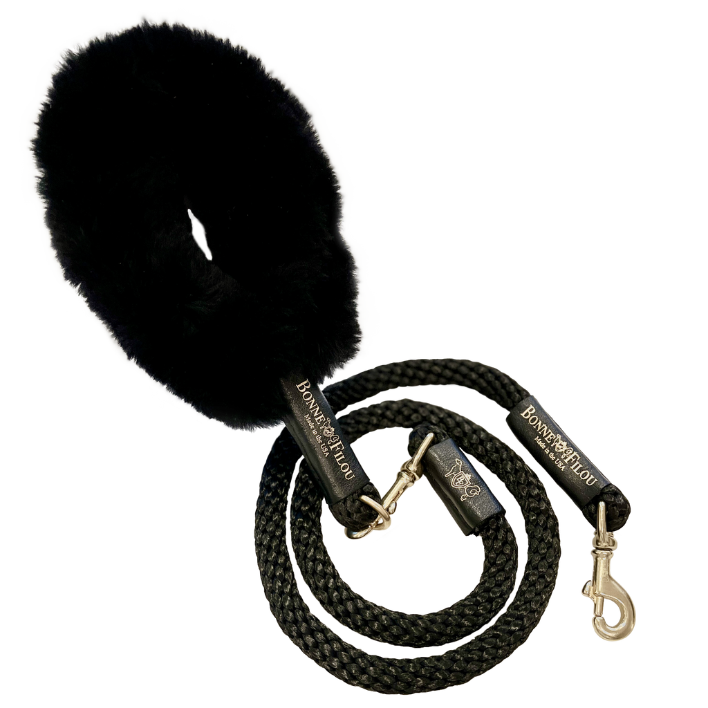 Bundle Shearling Fur Grip + Rope Leash for Dogs by Bonne et Filou