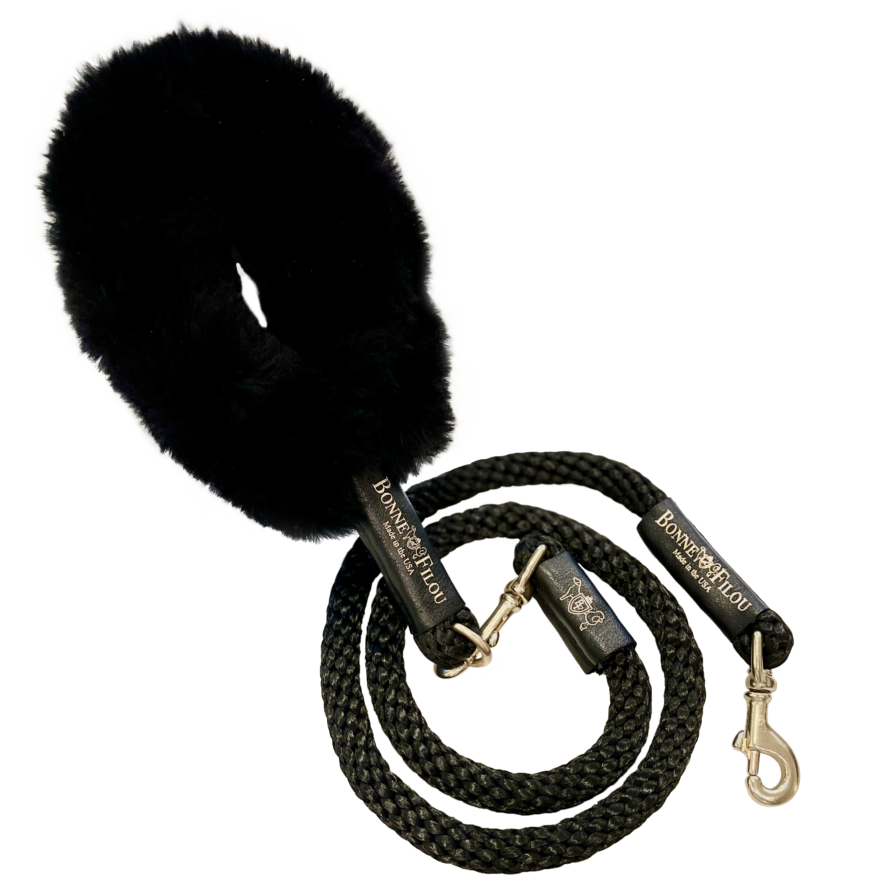 Bundle Shearling Fur Grip + Rope Leash for Dogs by Bonne et Filou