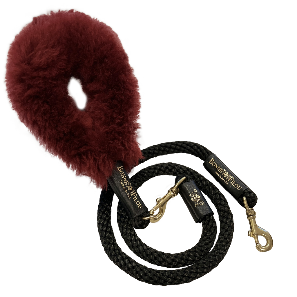 Bundle Shearling Fur Grip + Rope Leash for Dogs by Bonne et Filou