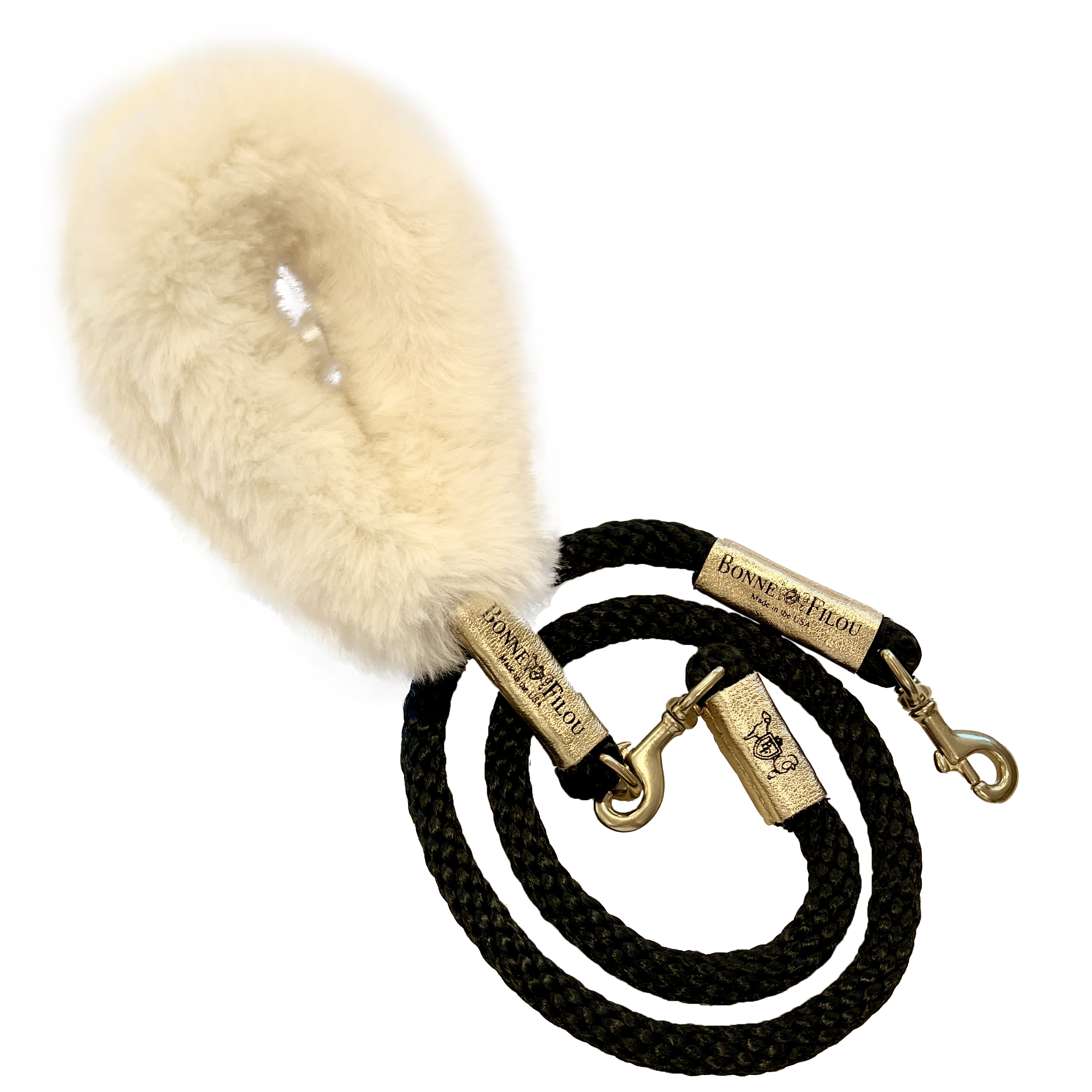 Bundle Shearling Fur Grip + Rope Leash for Dogs by Bonne et Filou