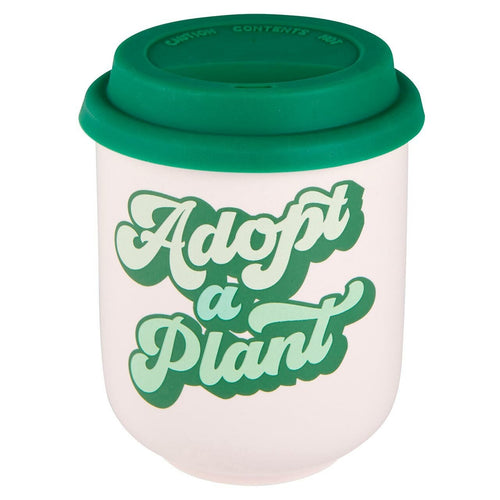 Adopt a Plant Ceramic To Go Mug | Holds 16 oz. | Eco Mug with Silicone Lid and Sleeve by The Bullish Store