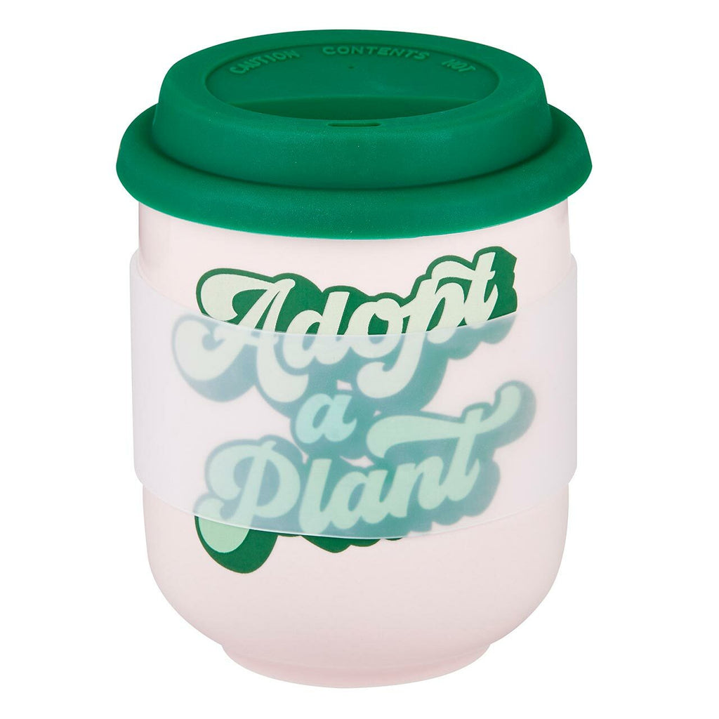 Adopt a Plant Ceramic To Go Mug | Holds 16 oz. | Eco Mug with Silicone Lid and Sleeve by The Bullish Store