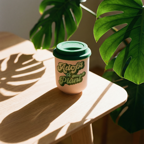 Adopt a Plant Ceramic To Go Mug | Holds 16 oz. | Eco Mug with Silicone Lid and Sleeve by The Bullish Store