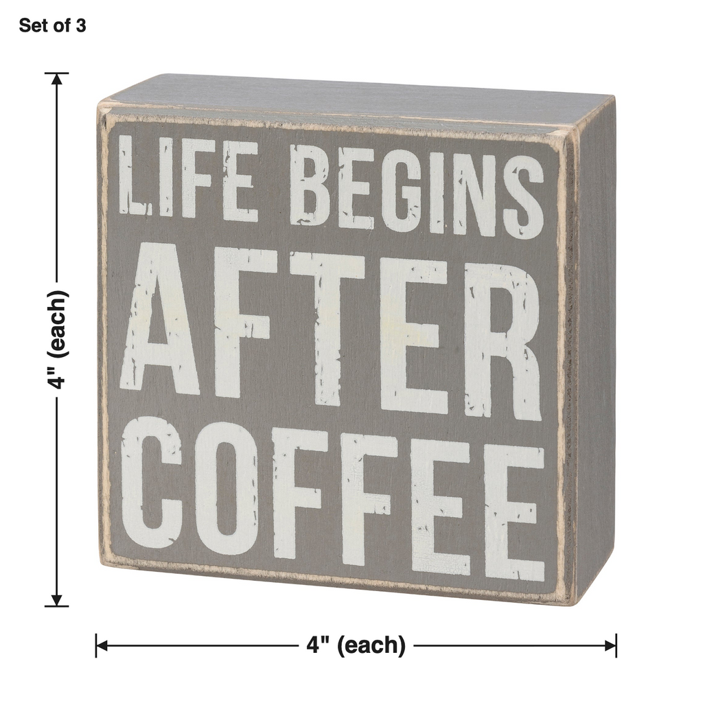 After Coffee Box Sign Set | Wall Desk Display Gift Set | 4" x 4" | Gift for Her by The Bullish Store