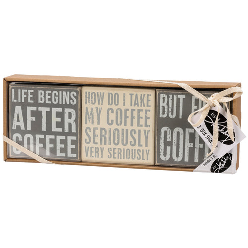 After Coffee Box Sign Set | Wall Desk Display Gift Set | 4" x 4" | Gift for Her by The Bullish Store