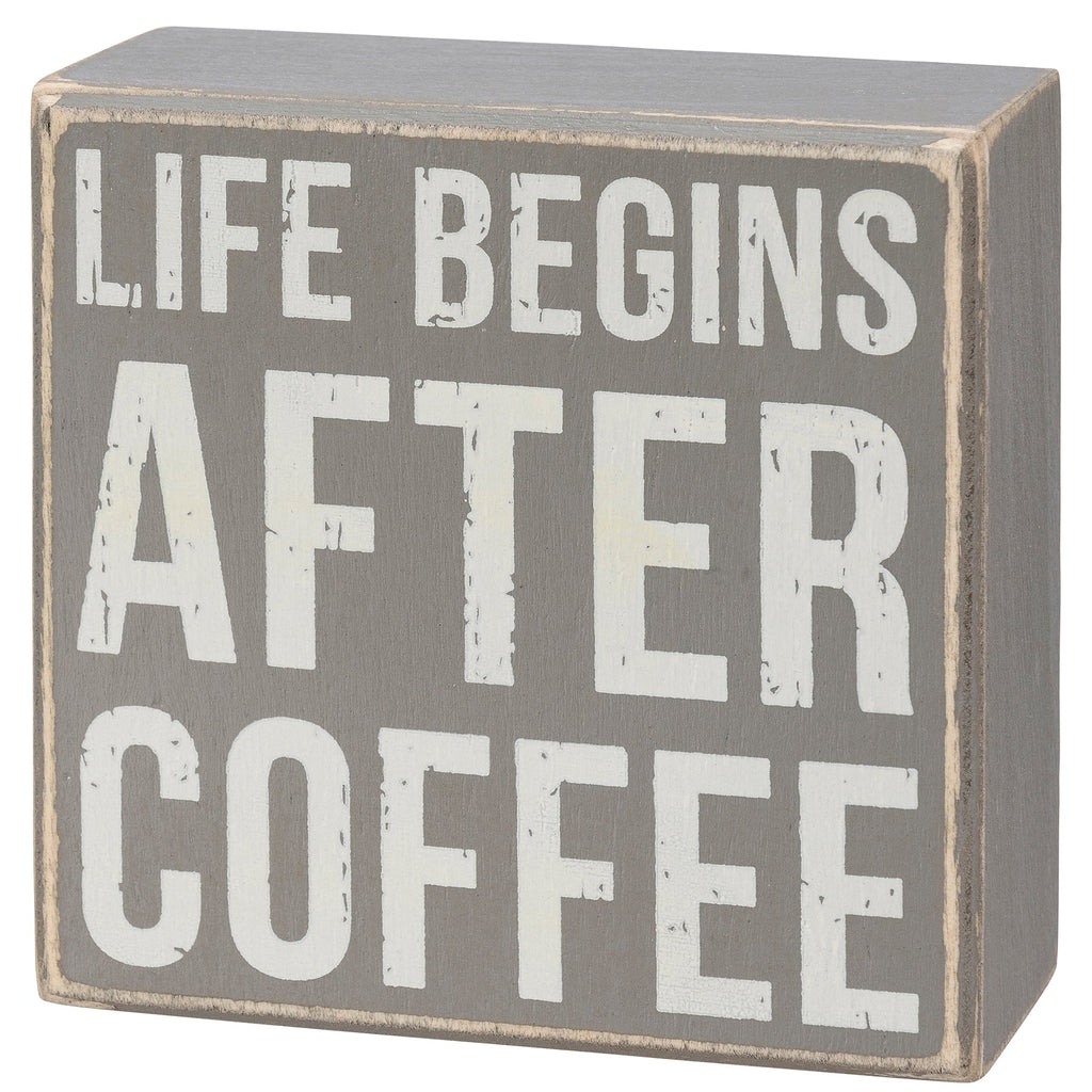 After Coffee Box Sign Set | Wall Desk Display Gift Set | 4" x 4" | Gift for Her by The Bullish Store