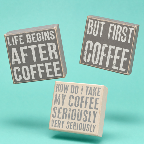 After Coffee Box Sign Set | Wall Desk Display Gift Set | 4" x 4" | Gift for Her by The Bullish Store
