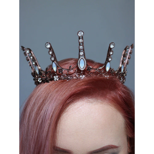 Aggressively Rosy Crown Tiara in Rose Gold and Opal | Royalty Crown Party or Bridal Hair Accessory by The Bullish Store