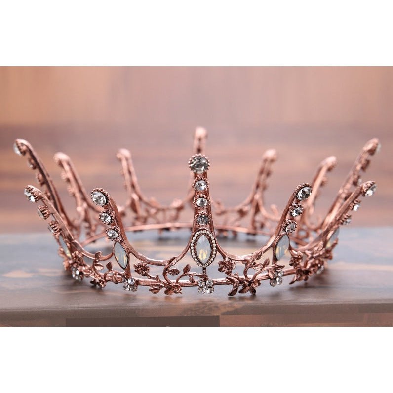 Aggressively Rosy Crown Tiara in Rose Gold and Opal | Royalty Crown Party or Bridal Hair Accessory by The Bullish Store