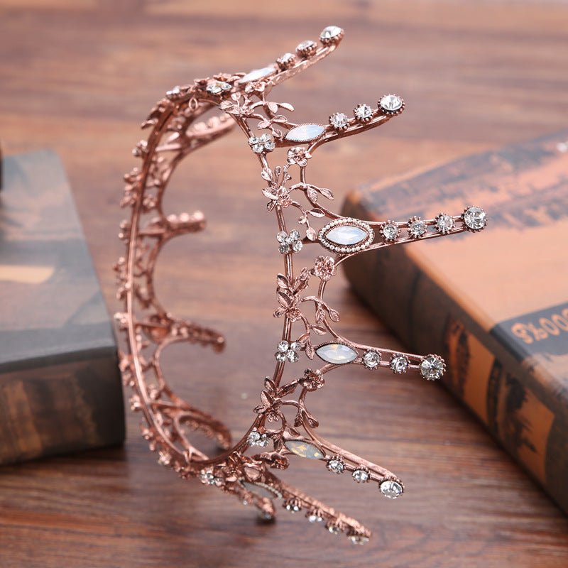 Aggressively Rosy Crown Tiara in Rose Gold and Opal | Royalty Crown Party or Bridal Hair Accessory by The Bullish Store