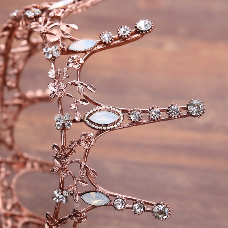 Aggressively Rosy Crown Tiara in Rose Gold and Opal | Royalty Crown Party or Bridal Hair Accessory by The Bullish Store