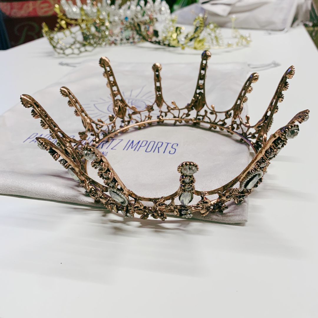 Aggressively Rosy Crown Tiara in Rose Gold and Opal | Royalty Crown Party or Bridal Hair Accessory by The Bullish Store
