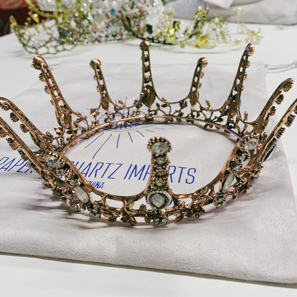 Aggressively Rosy Crown Tiara in Rose Gold and Opal | Royalty Crown Party or Bridal Hair Accessory by The Bullish Store