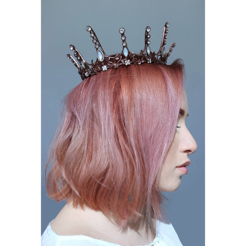 Aggressively Rosy Crown Tiara in Rose Gold and Opal | Royalty Crown Party or Bridal Hair Accessory by The Bullish Store