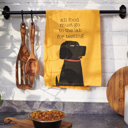 All Food Must Go To The Lab For Testing Dog Dish Cloth Towel | Black Lab, Labrador Retriever Pun by The Bullish Store