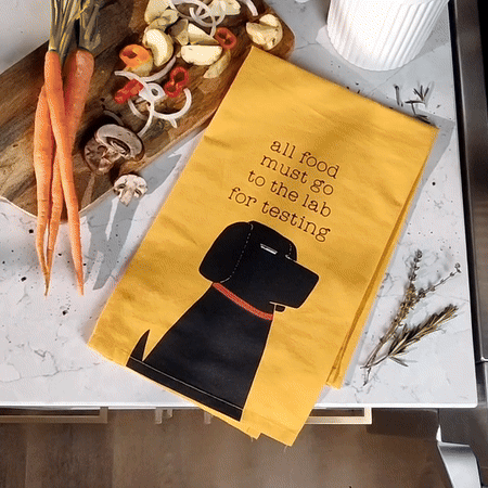 All Food Must Go To The Lab For Testing Dog Dish Cloth Towel | Black Lab, Labrador Retriever Pun by The Bullish Store