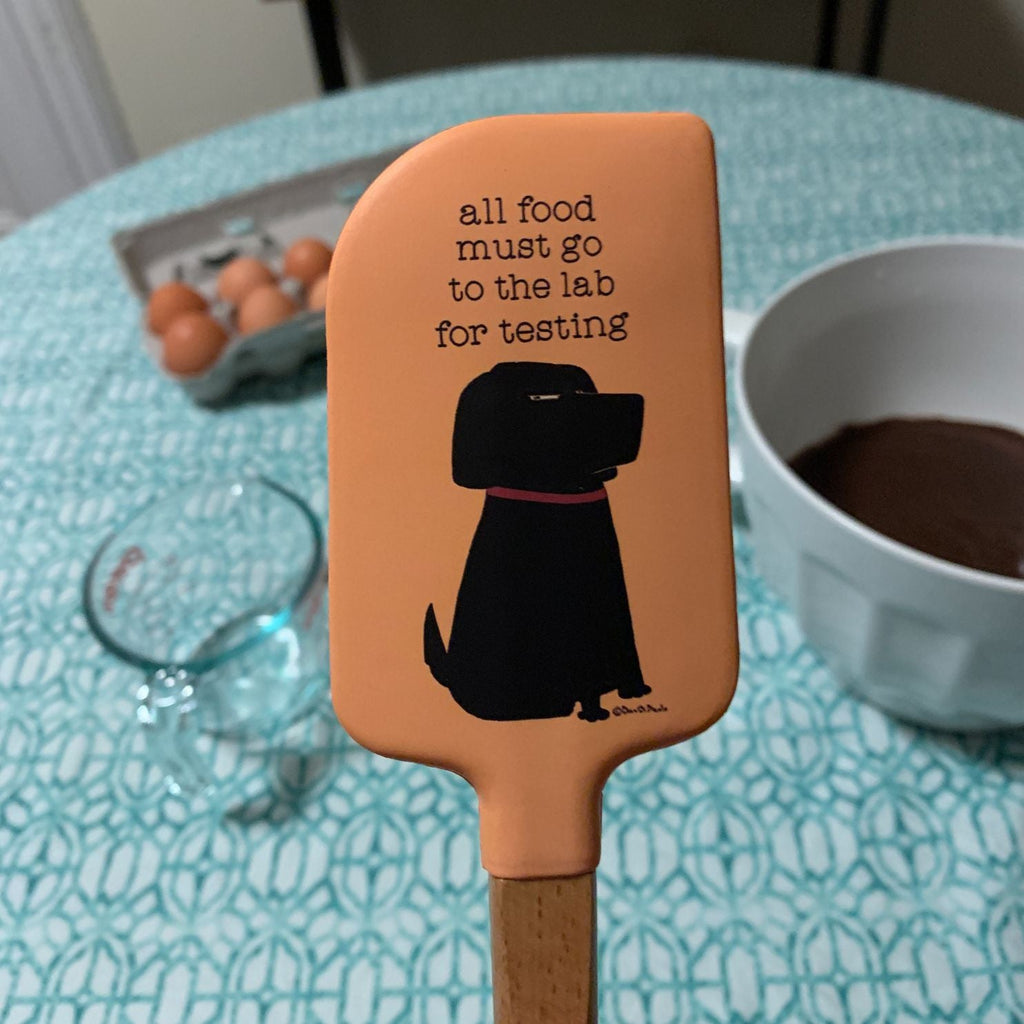 All Food to the Lab For Testing Dog Lover Spatula | Wooden Handle Double-Sided Silicone Spatula by The Bullish Store