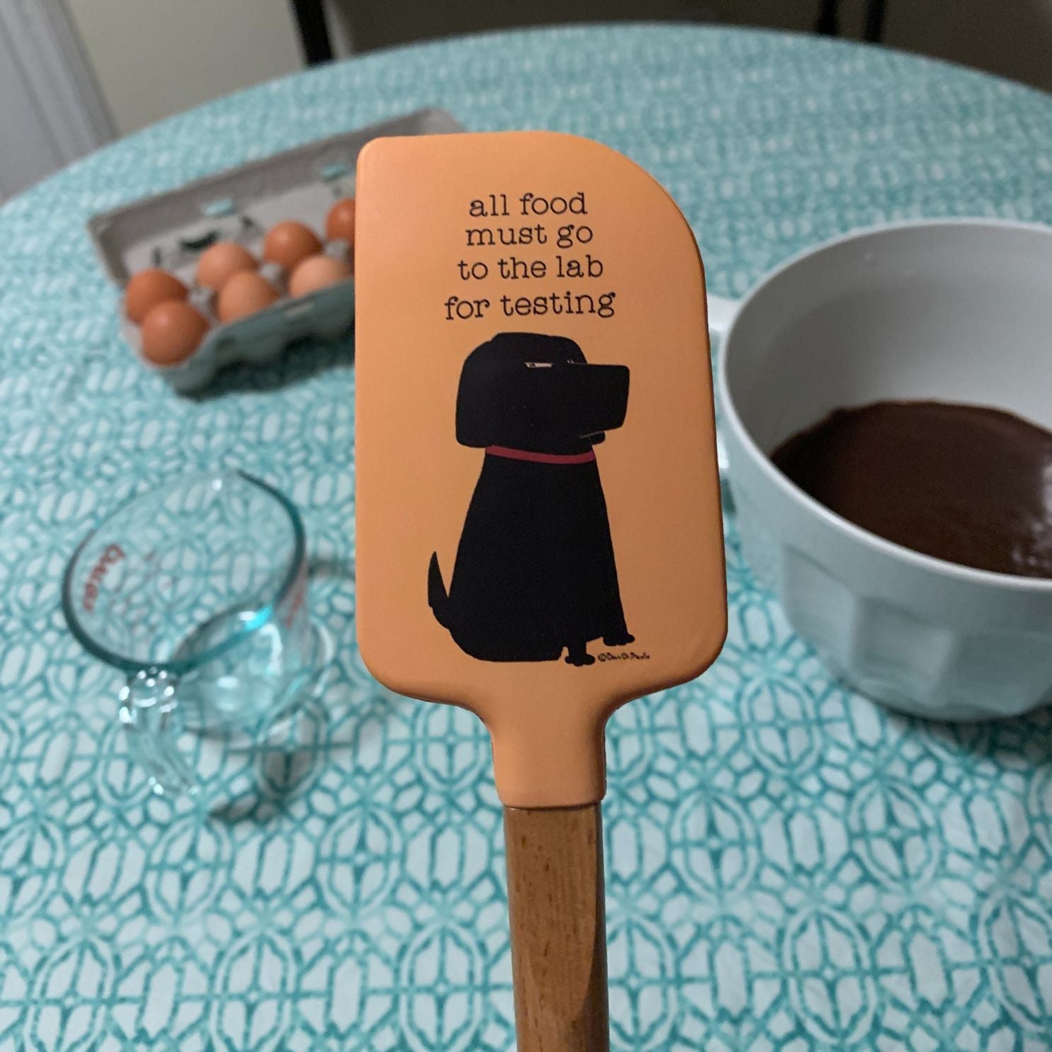All Food to the Lab For Testing Dog Lover Spatula | Wooden Handle Double-Sided Silicone Spatula by The Bullish Store